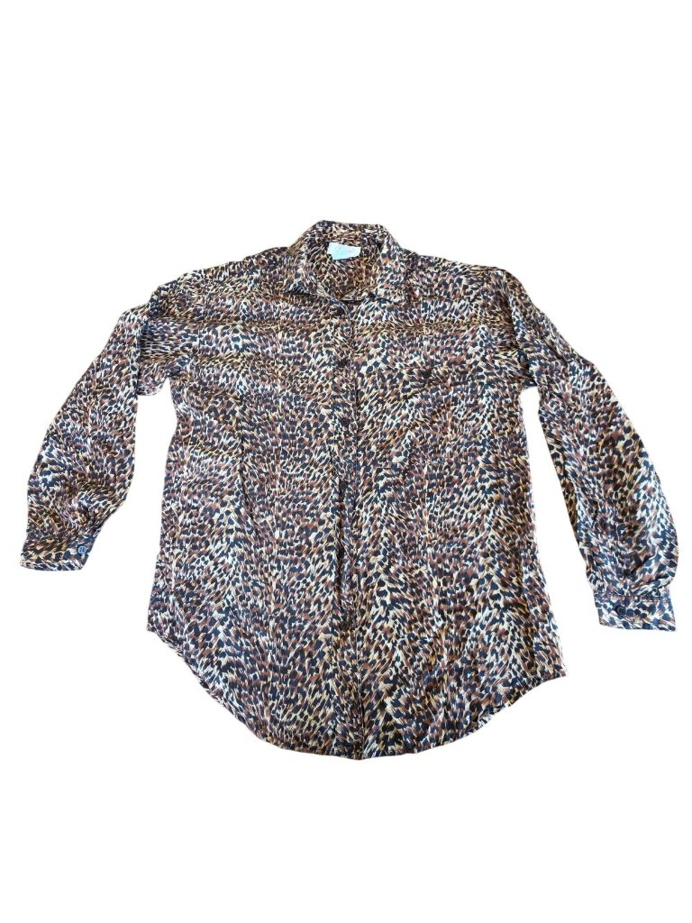 Vintage 90s K Arnold 100% Silk Animal Print Blouse Mob Wife Quiet Luxury M